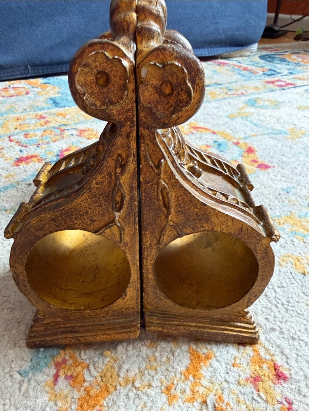 Set of wooden curtain rod holders- use as bookends